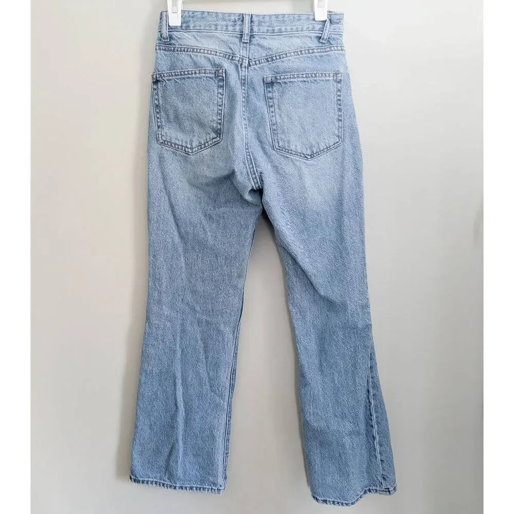 H&M Button Fly Straight Leg Ripped Jeans